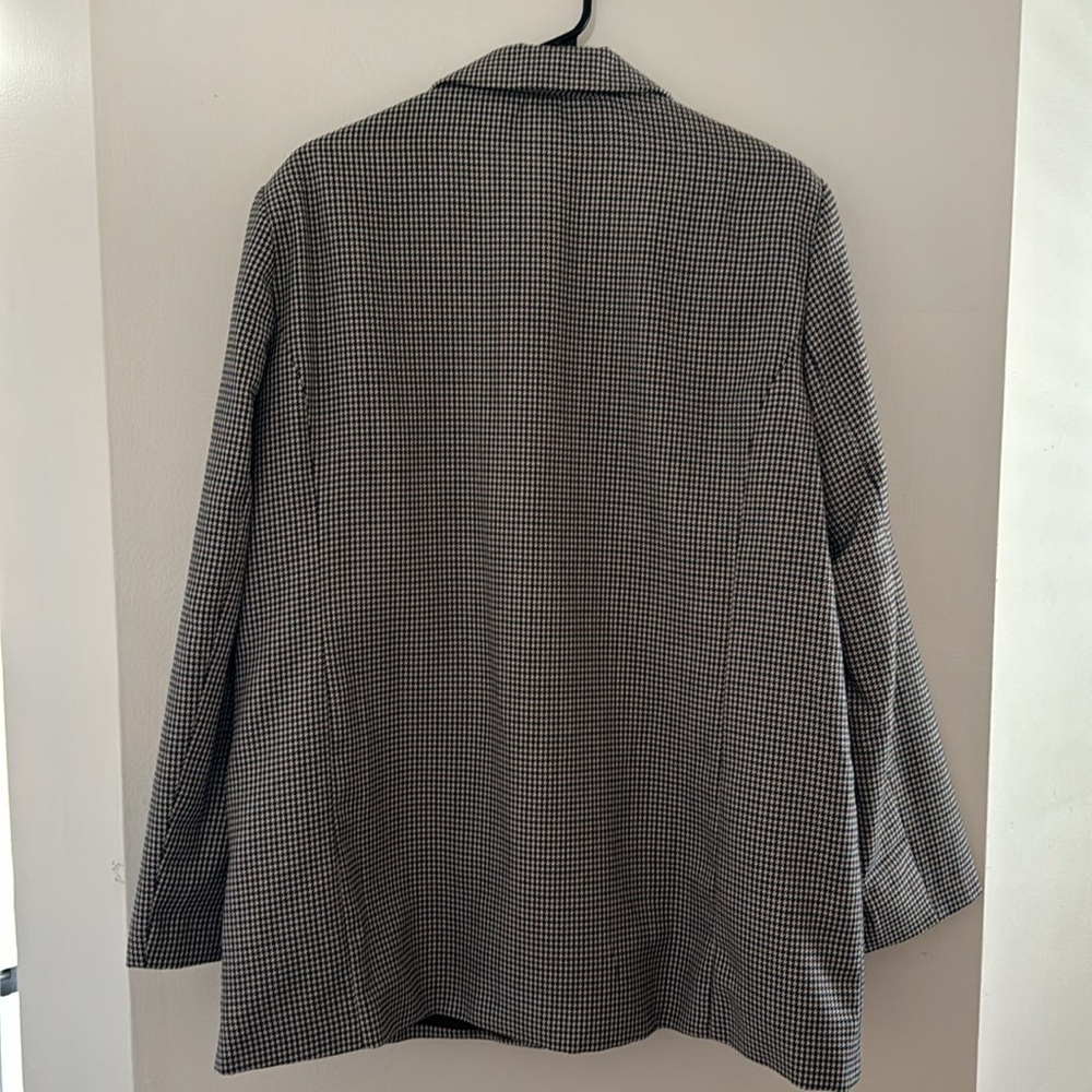 Primark Houndstooth Oversized Brown Multicolor Plaid Blazer Size 14 - Picture 4 of 4